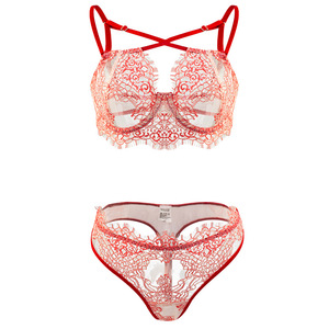 New Sexy Lingerie Split Mesh See-Through Lace Thin Bra <b>Thong</b> Two-Piece Set Women's Underwear - Product Image 6