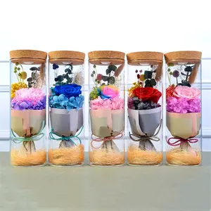 Festival di san Valentino Di <span class=keywords><strong>Compleanno</strong></span> Che Desiderano Bottiglia Colorato di Rosa Scatola Regalo di trasporto all'ingrosso Conservato Naturale di <span class=keywords><strong>Fiori</strong></span> con la luce del led - Product Image 1