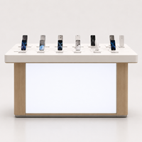 Présentoir d'accessoires pour téléphones portables et montres connectées avec éclairage LED, comptoir d'îlot en bois pour magasin, étagère de présentation