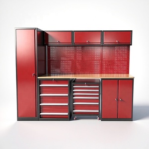 Heavy Duty <b>Storage</b> Garage Tool Trolley Cabinet with Wooden Top - Product Image 4