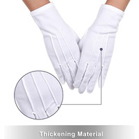 Gants de défilé blancs de fanfare en coton avec manchette en plastique