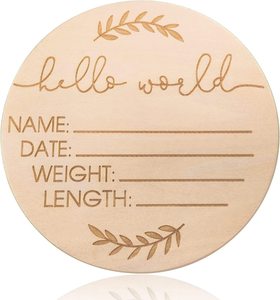 Señal de anuncio de nombre de bebé de madera, señal de anuncio de nacimiento, señal de recién nacido de Hello <span class=keywords><strong>World</strong></span> para foto Prop Baby Shower Nursery Gift - Product Image 1