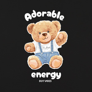 Adorable camiseta de manga corta con estampado de oso de peluche para hombre, poliéster transpirable Q104 - Product Image 2