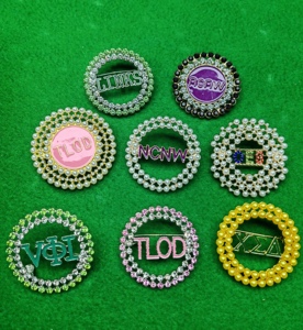 Kunden spezifisches Logo Brosche Schwestern schaft Brüderlichkeit Perle Strass Geschenk Perle Strass Legierung Griechische Buchstaben Rosa Grün SGRHO ZA OES - Product Image 3