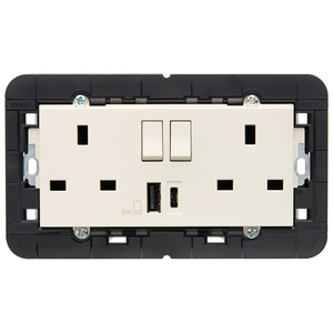 Vimar <b>Wall</b> Outlet With <b>Usb</b> Charging Ports 15W Dual Switch And <b>Plug</b> Inlets For Home Office Use - Product Image 1