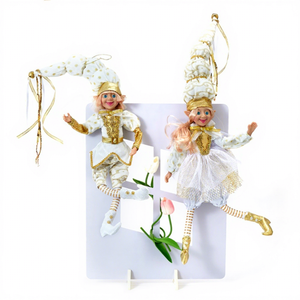 SOTE Naughty Xmas peluche elfo juguetes hogar interior oro blanco elfo hadas muñecas dos pareja mixta Navidad peluche elfos - Product Image 1