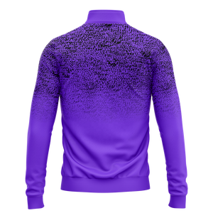 Sudadera Personalizada para Hombre con Cierre de Cremallera en la Cintura, Color Morado, con Logotipo Estampado con Puntos Negros, Manga Larga, Ropa Deportiva, Top de Entrenamiento - Product Image 4