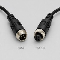 Conector de Aviación GX12 de 4 Pines Macho a Hembra, Cable Blindado de 12 mm con Rosca 22AWG para Cámara de Visión Trasera de Vehículos