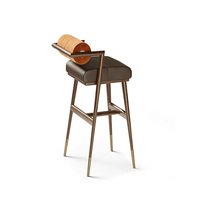 Chaise de bar haute moderne avec cadre en bois et siège en tissu pour la maison, le restaurant et la cuisine