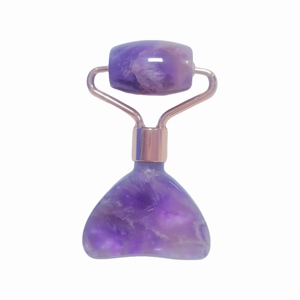 Mini herramientas de belleza, regalo, rodillo facial de amatista con piedras preciosas naturales, raspador Gua Sha, set de masaje con piedras. - Product Image 3
