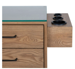 محطة تصفيف لارسن بجوز خفيف مع أجهزة سوداء ذات جانب واحد مرآة محطة تصفيف خشبية - Product Image 6