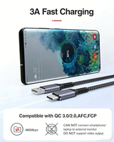 Cable USB Tipo C, Cable USB C Tipo C Personalizado de Fábrica, Trenzado de Nailon, 1m 2m 3m, Cargador de Teléfono Móvil Tipo C, Carga Rápida 18W 3A