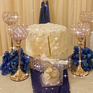 結婚式のテーブルのセンターピースのためのゴールドテーブルの装飾ティーライトローソク足クリスタルキャンドルホルダー
