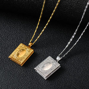 Commercio all'ingrosso Allah collana di ciondolo in oro placcato medaglione religioso con cornice aperta <span class=keywords><strong>Islam</strong></span> musulmano <span class=keywords><strong>simbolo</strong></span> zircone rame per il regalo - Product Image 6