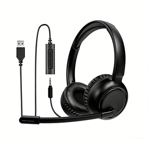 Casque 2-en-1 USB double port + DC3.5mm, filaire, circum-auriculaire, avec micro anti-bruit et contrôle du volume/muet pour bureau téléphonique - Product Image 6