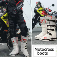Bottes de moto tout-terrain mi-mollet, tige en TPU, semelle extérieure en caoutchouc, imperméables, respirantes, antidérapantes, protection anti-chute, fermeture à boucle