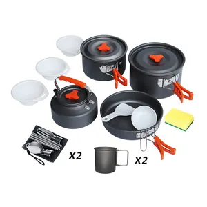 Outdoor Pot Set Portable Camping Gear Seven Camping Pots Cookware None Stick Pot Titanium Camping Cookware Set