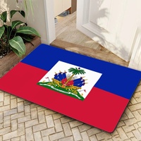 Tapis de sol en caoutchouc polyester avec drapeau d'Haïti, 40x60cm, paillasson rectangulaire antidérapant pour l'entrée de la cuisine, décoration de la maison