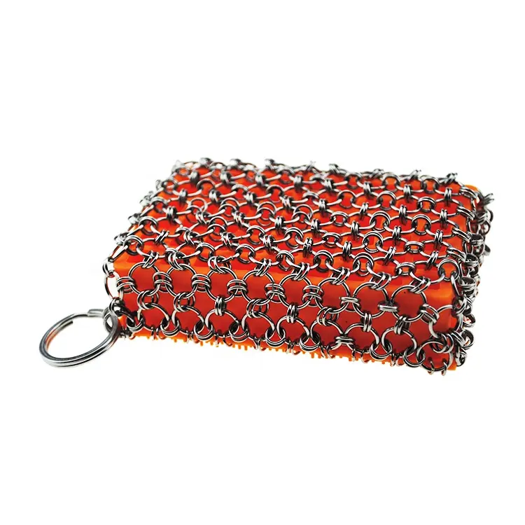 Original cast iron cleaner with silica gel faster Chainmail Scrubber for lodge cast iron skillet