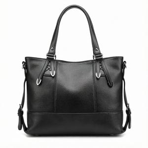 Bolso Tote de Cuero PU Negro para Mujer, Bolso de Hombro Cruzado con Cremallera, Bolso Cuadrado para Viajes, Compras y Uso Diario - Product Image 1
