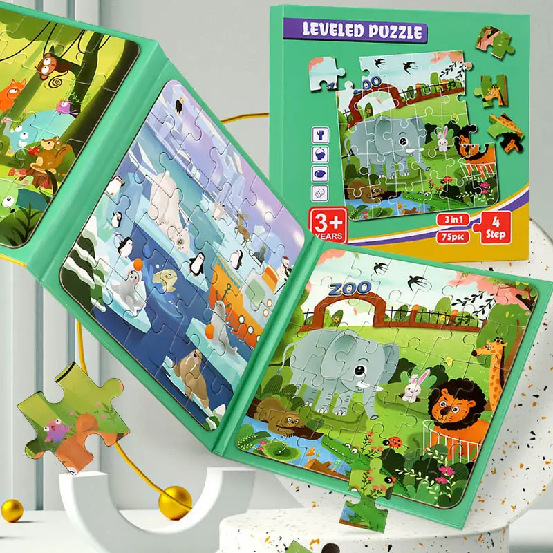 Magnetic Puzzles for Kids Wooden Jigsaw Puzzles Book for Toddlers Preschool Educational Learning Toys