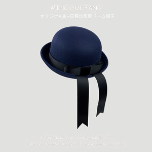 Japanese Style School Uniform Hat Bow Dome Woolen Hat For Children Spring Autumn Female Ivy Hats - Product Image 5