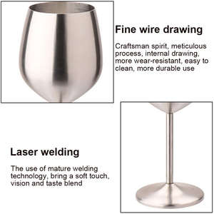 Verres à vin rouge de luxe personnalisés en acier inoxydable plaqué or cuivre coloré de 16 oz, gobelet pour mariage et fête - Product Image 4