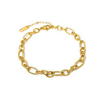 Bracelet chaîne trombone en acier inoxydable plaqué or 18 carats pour femme, maillons ovales dégradés, minimaliste, vente en gros OEM