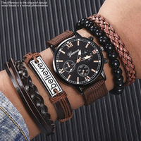 Montre à quartz de style sportif et élégant, avec accessoires en cuir, affichage multi-fuseaux horaires et échelle mixte, pour le commerce international.