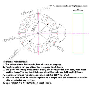 OD61.5 ID35.5 24P علامة تجارية FX ارتفاع متراكب 12.3 مم تخصيص ODM OEM قطع غيار محركات صفائح فولاذ السيليكون المصفوفة للمحركات الثابتة والدوارة - Product Image 2