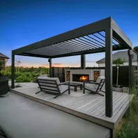 Pergola motorisée en alliage d'aluminium thermolaqué pour extérieur, avec lames orientables, imperméable, pour villa, jardin, cour et patio