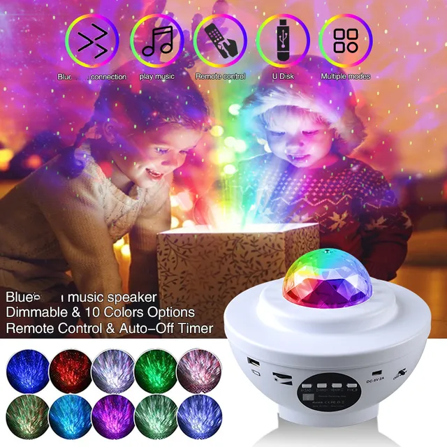 LED Star Galaxy Projector Starry Sky Night Light Built-in Speaker For Home Bedroom Decoration Kids Christmas