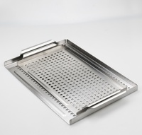 Nouveau BBQ Grill Panier En Acier Inoxydable BBQ Griller Pan Barbecue Plancha pour Légumes Viande Poisson Crevettes En Plein Air Grill