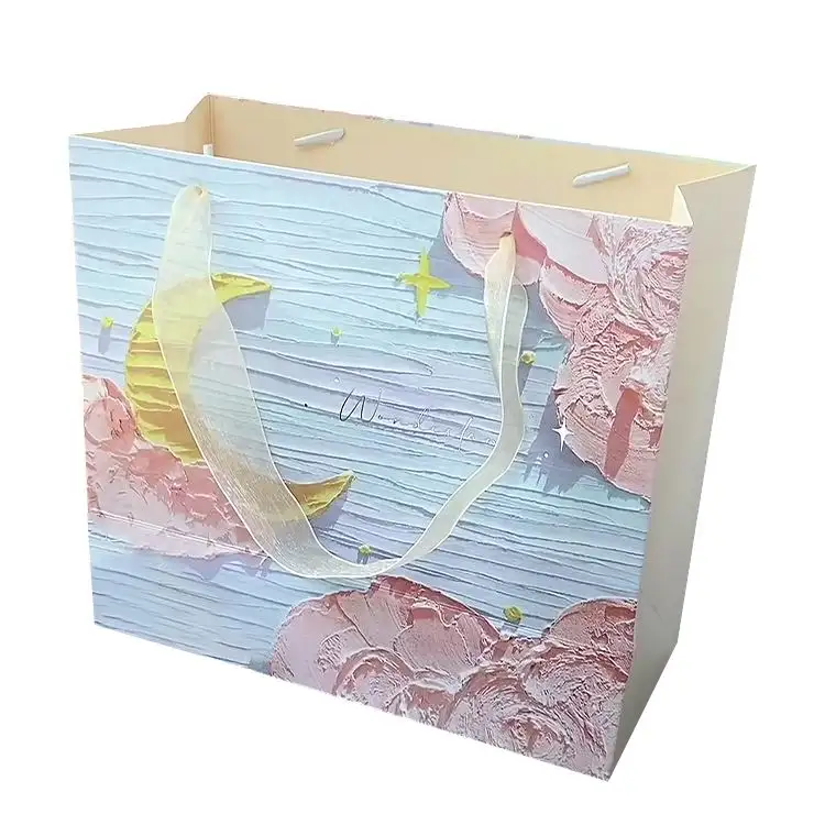 Creative design wax coated oil painting paper bag for gift packaging