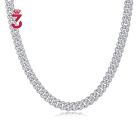 Collier Hip Hop Iced Out en Argent Sterling avec Diamant Moissanite VVS, passe le testeur de diamant, Chaîne Maille Cubaine Miami 8mm