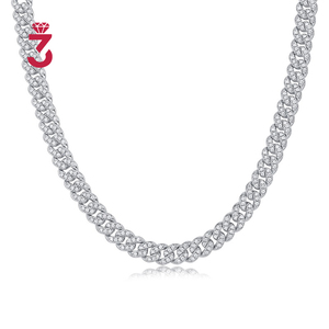 Collar de eslabones cubanos Miami de 8 mm con incrustaciones de moissanita VVS que pasa la prueba <span class=keywords><strong>del</strong></span> diamante, joyería fina de plata de ley, estilo Hip Hop - Product Image 6