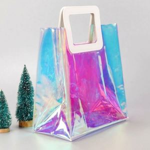 Sac fourre-tout holographique en PVC transparent pour la mode, sac cadeau, sac d'épicerie, sac de shopping laser transparent, vente en gros - Product Image 3