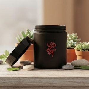 250ml <b>Empty</b> Large Cosmetic Skin Care Cream Hair Gel Food Container 8 oz Matte Black Plastic PET <b>Jar</b> with Black Screw Lid - Product Image 1