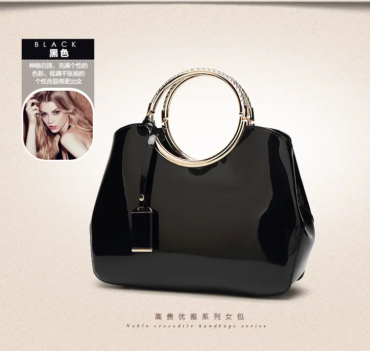 Elegant Classic Fashion Patent Leather Handbag Evening Bag for women