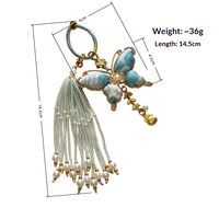 Collier personnalisable à franges papillon, fait main, chaîne de pull, breloque papillon en métal brocart, polyvalent et tendance
