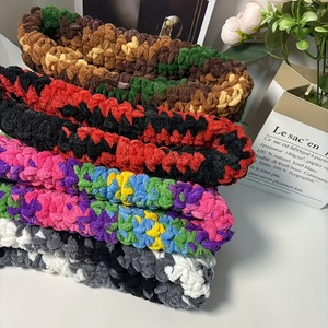 Bonnet épais en tricot crochet fait à la main, épais, chaud, en peluche, pêcheur, Y2K, chapeau coloré arc-en-ciel, oreilles <span class=keywords><strong>de</strong></span> chat - Product Image 5