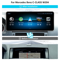 Autoradio tactile ultra-fin 12,8 pouces avec CarPlay sans fil, GPS, OBD2, WiFi, amplificateur et TPMS pour Mercedes-Benz Classe C W204 sous Linux