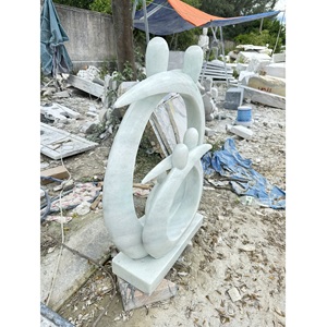 Moderne blanc abstrait Durable 100% naturel monolithique pierre Statue sculpté à la main personnalisé Surface Top 1 an de garantie extérieur nouveau - Product Image 1