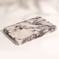 Décorations de luxe, plateau de service rectangulaire en marbre Calacatta Viola, style nordique, pour mariage, plateau de rangement en pierre naturelle pour la maison