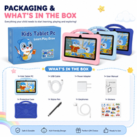 Tablette pour enfants de 7 pouces, écran IPS, affichage HD 1024*600, coque en silicone antichoc, tablette éducative pour enfants