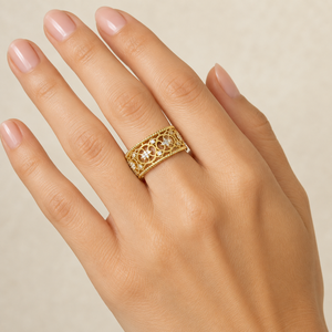 Anello Intrecciato con Texture Cava per Donne, Design Vintage, Accessorio da Dito per Uso Quotidiano - Product Image 2