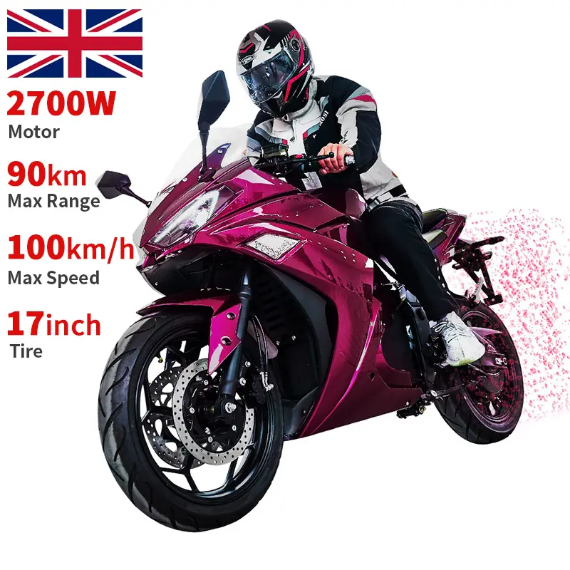 İngiltere sıcak 2024 17 inç 72V yarış elektrikli motosiklet 100 KM/H EEC ve SKD ile maksimum hız elektrikli yarış motosiklet