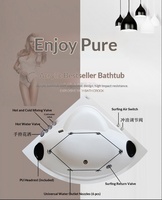 Baignoire à angle éventail avec fonction de massage vortex et chauffage à température constante, idéale pour un usage domestique