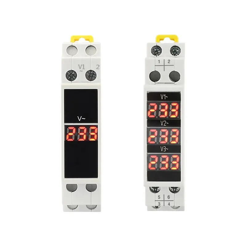 FATO Din Rail Type AC Digital 1P 3P Digital Display Modular Voltmeter 50-500V