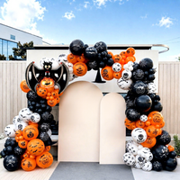 Décorations de fête sur le thème de la Sainte-Guerrière d'Halloween : Guirlande de fanions et ensemble de ballons en latex aux motifs fantôme, crâne, citrouille et chauve-souris